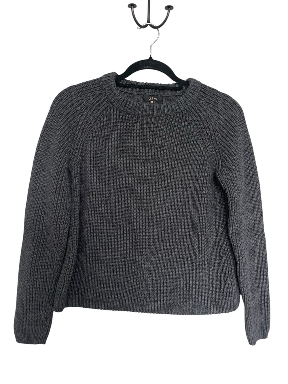 Quince Charcoal Ribbed Crewneck Sweater